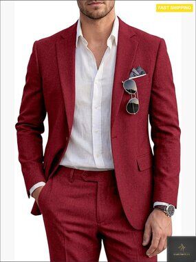 Slim Fit Two Piece Suit Set Classic Elegant Business Party Formal Wear